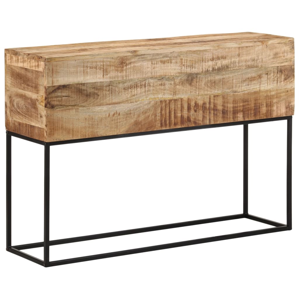 Table console 110x30x75 cm bois de manguier massif brut et fer - XIOS