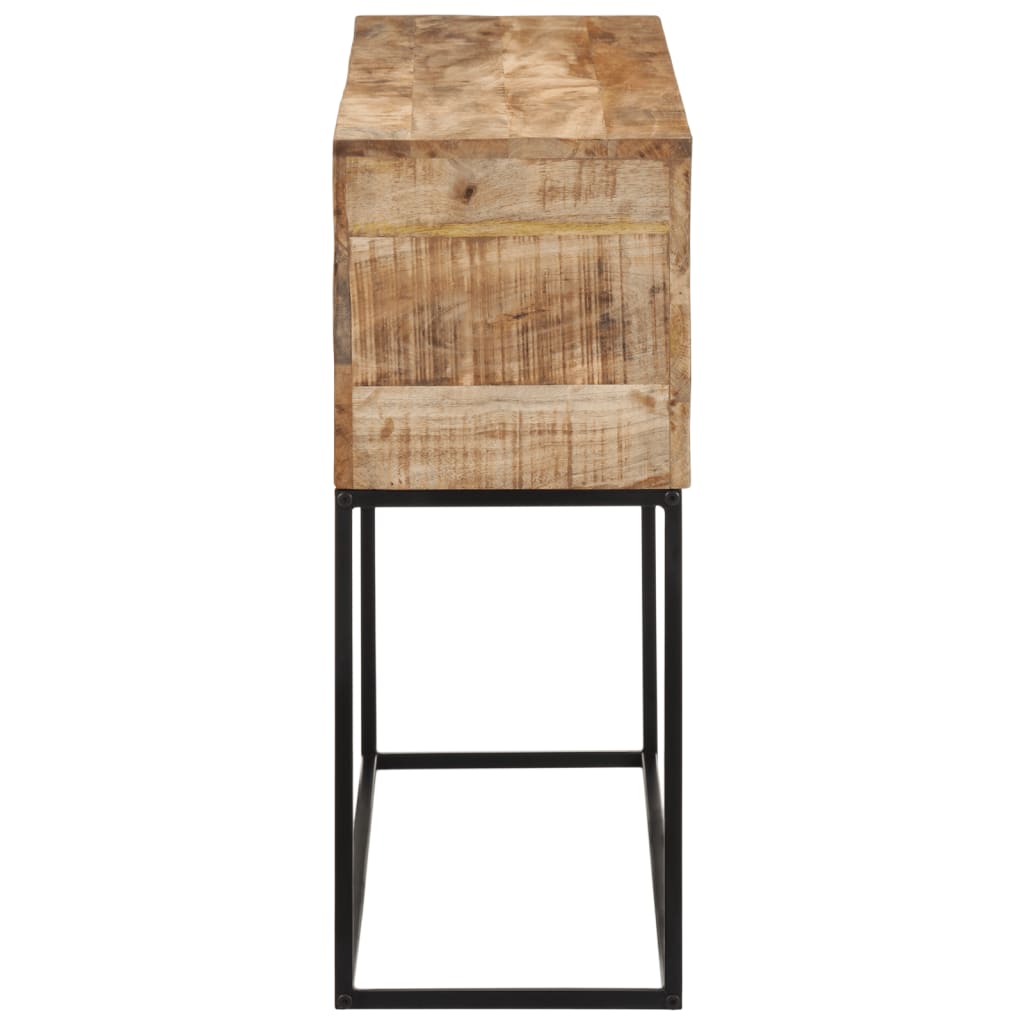Table console 110x30x75 cm bois de manguier massif brut et fer - XIOS