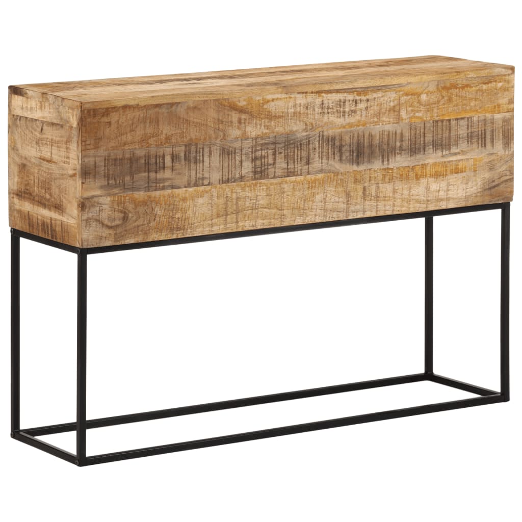 Table console 110x30x75 cm bois de manguier massif brut et fer - XIOS