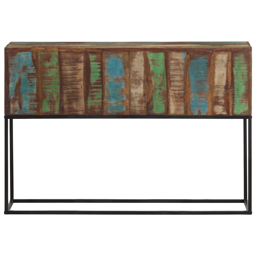 Table console 110x30x75 cm bois massif de récupération et fer