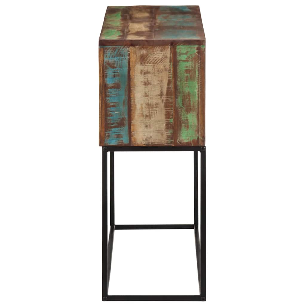 Table console 110x30x75 cm bois massif de récupération et fer