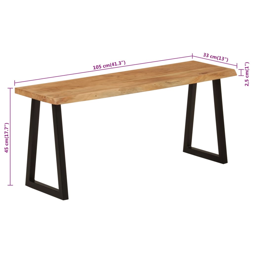 Banc avec bord vivant 105 cm bois d'acacia massif - XIOS