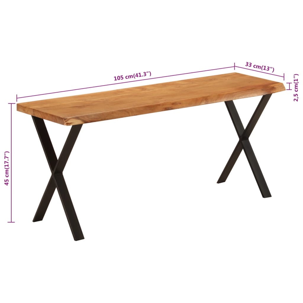 Banc avec bord vivant 105 cm bois d'acacia massif - XIOS