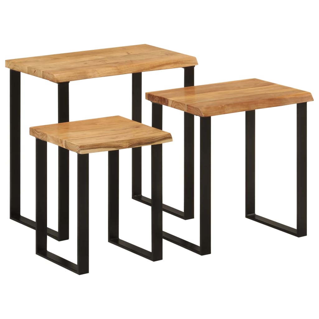 Tables gigognes 3 pcs avec bord vivant bois massif d'acacia - XIOS