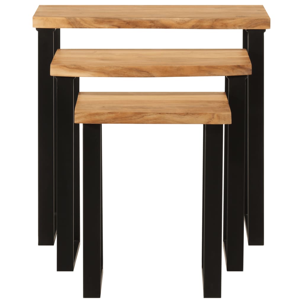 Tables gigognes 3 pcs avec bord vivant bois massif d'acacia - XIOS