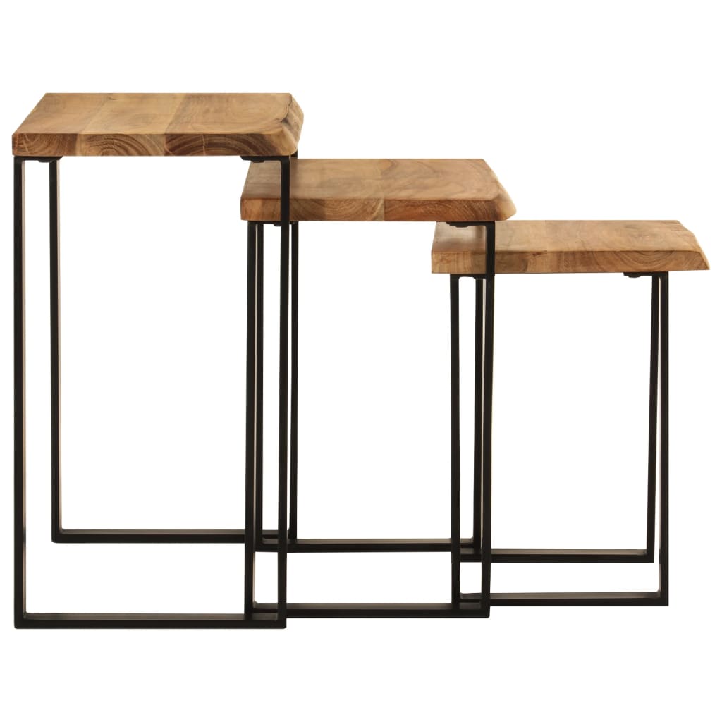 Tables gigognes 3 pcs avec bord vivant bois massif d'acacia - XIOS