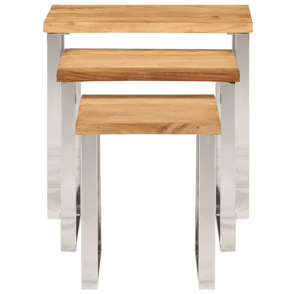 Tables gigognes 3 pcs avec bord vivant bois massif d'acacia - XIOS