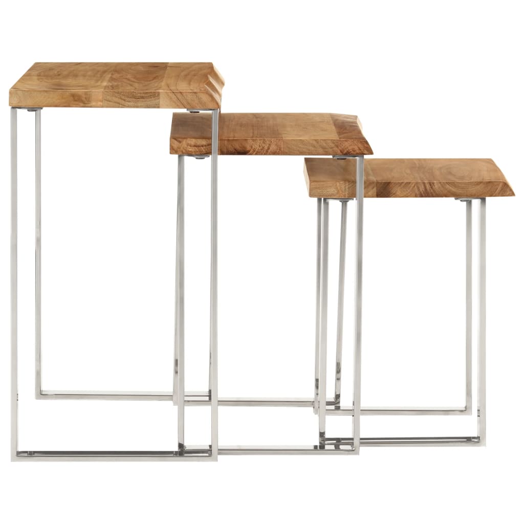 Tables gigognes 3 pcs avec bord vivant bois massif d'acacia - XIOS