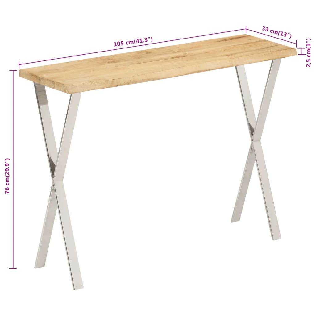 Table console à live edge 105x33x76 cm bois de manguier massif - XIOS