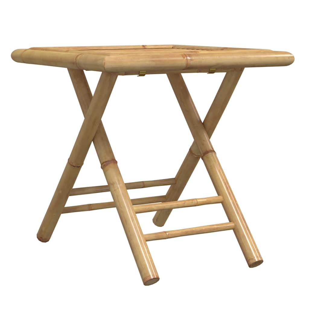 Ensemble de bistro pliante 3 pcs et coussins blanc crème bambou