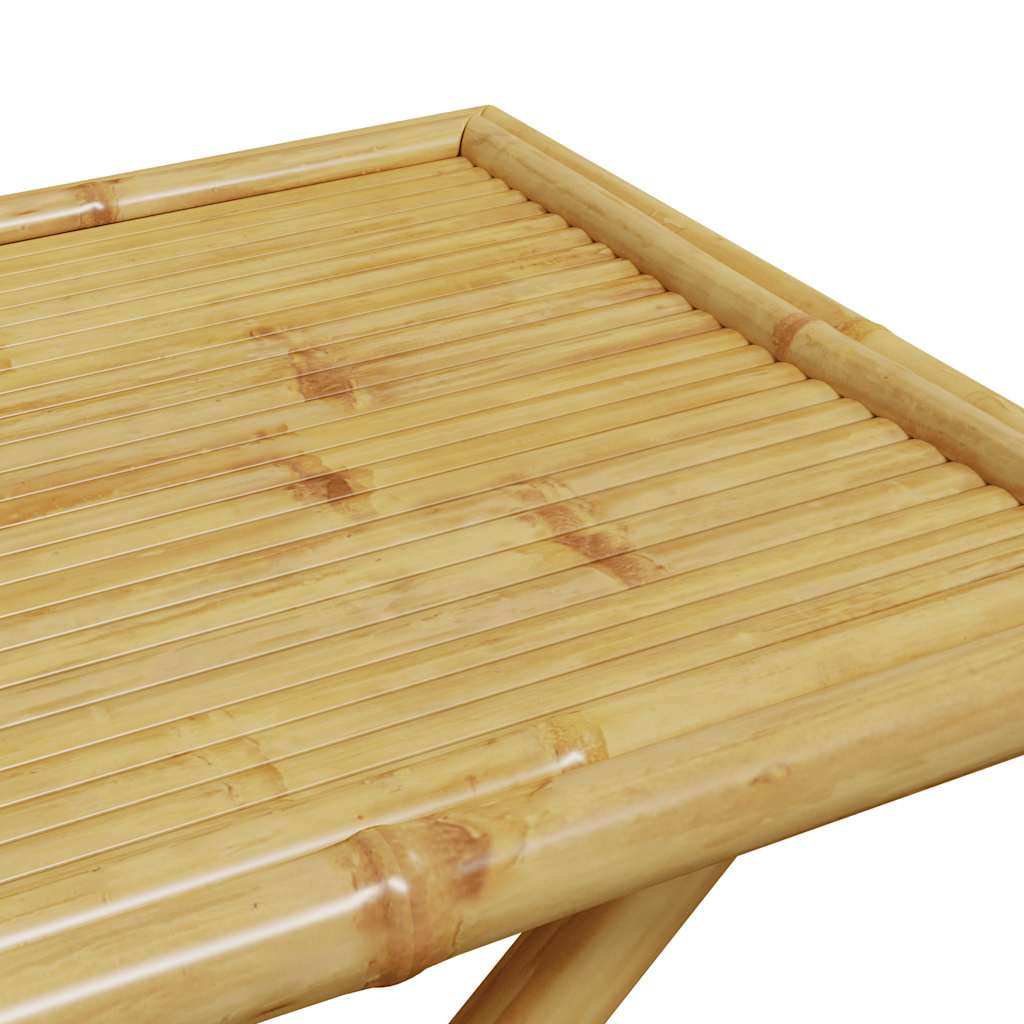 Ensemble de bistro pliante 5 pcs et coussins blanc crème bambou