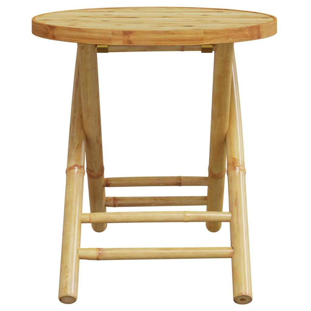 Ensemble de bistro pliante 3 pcs et coussins blanc crème bambou