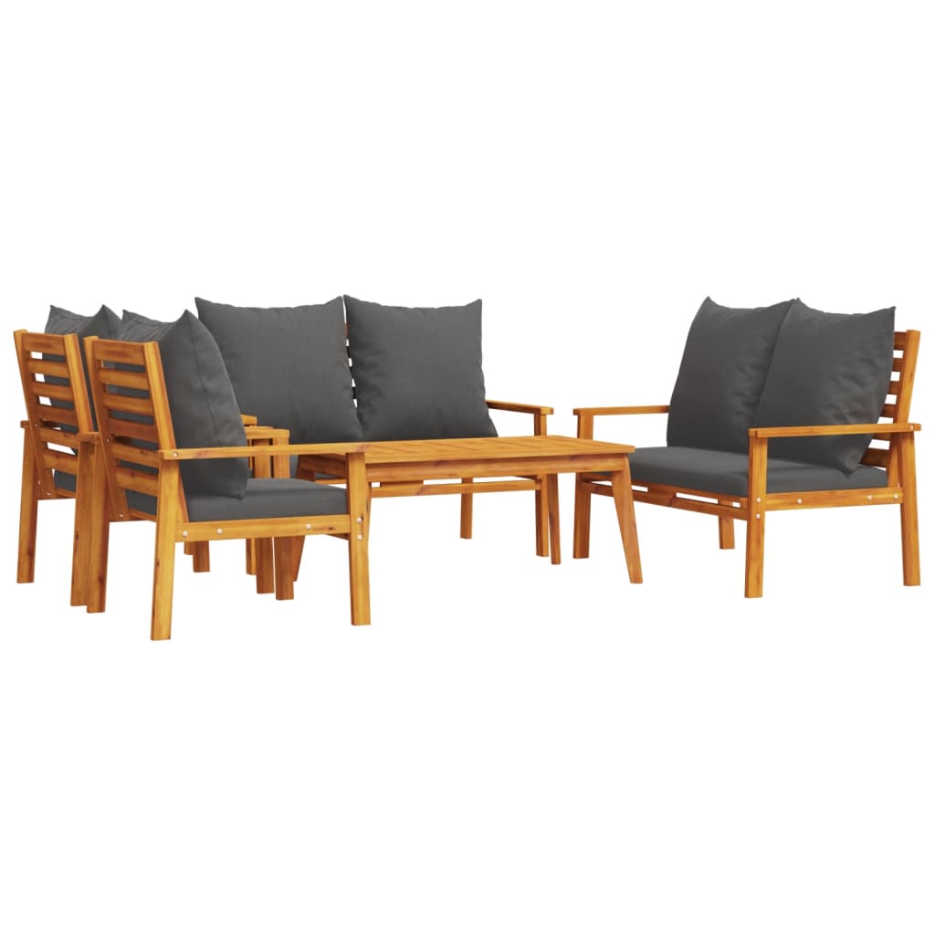 Salon de jardin avec coussins 5 pcs Bois d'acacia solide - XIOS