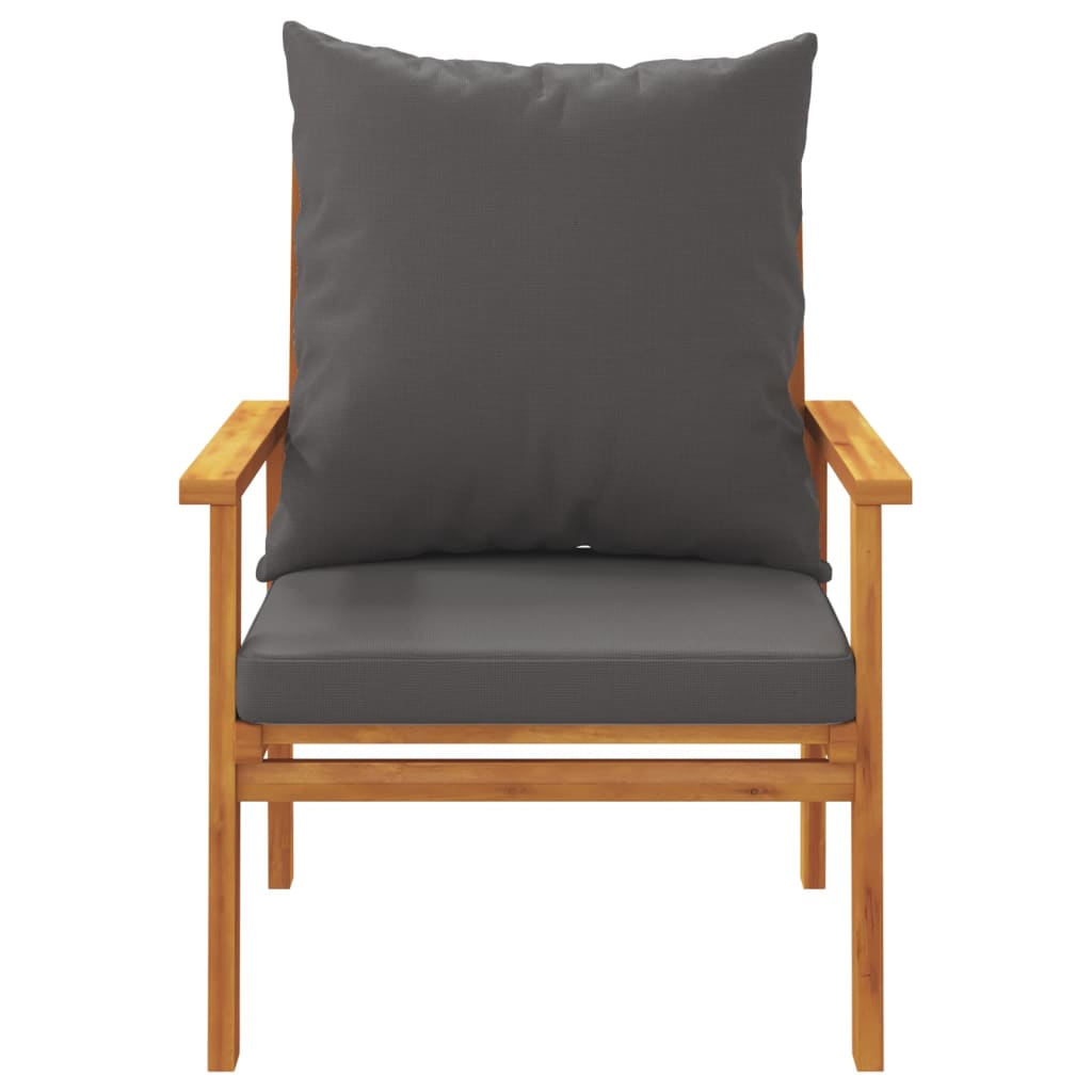 Salon de jardin 3 pcs avec coussins bois massif d'acacia