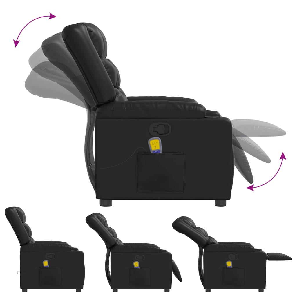 Fauteuil de massage inclinable Noir Similicuir - XIOS