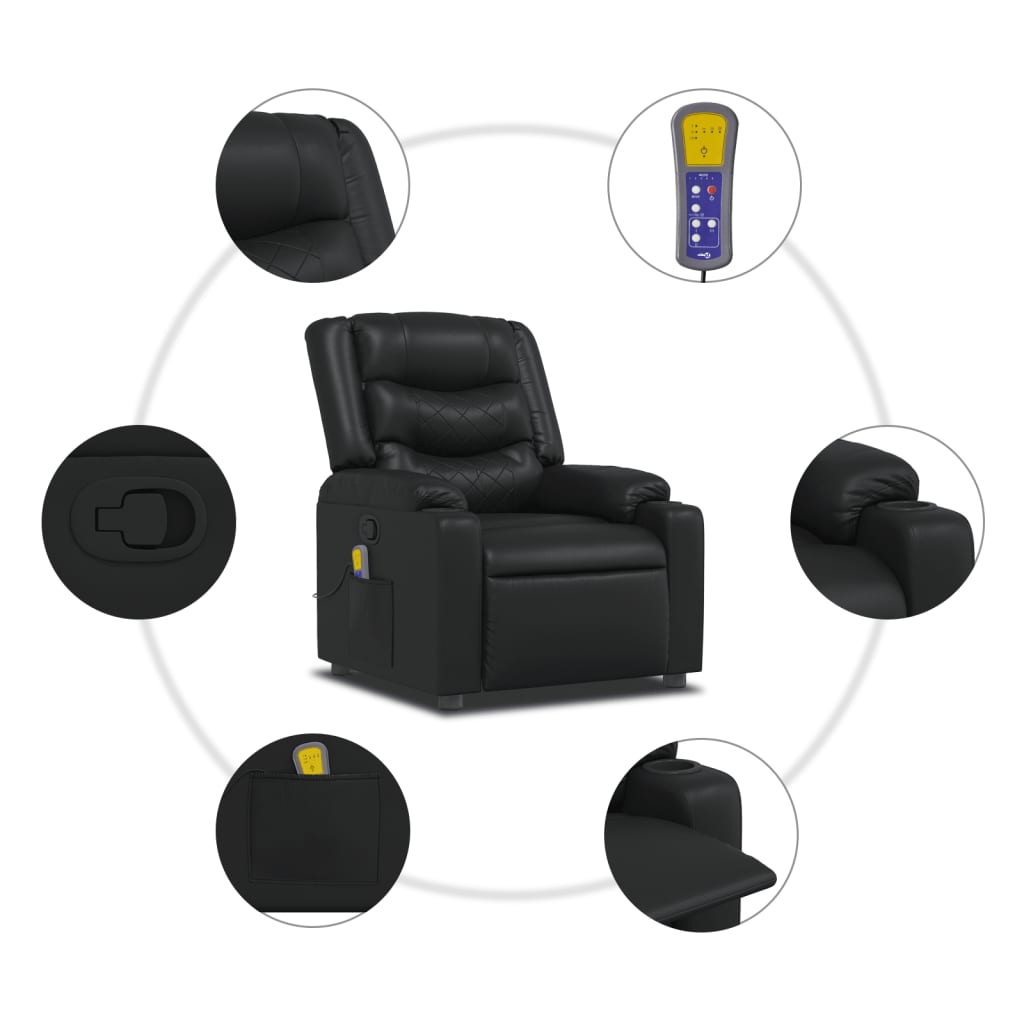 Fauteuil de massage inclinable Noir Similicuir - XIOS