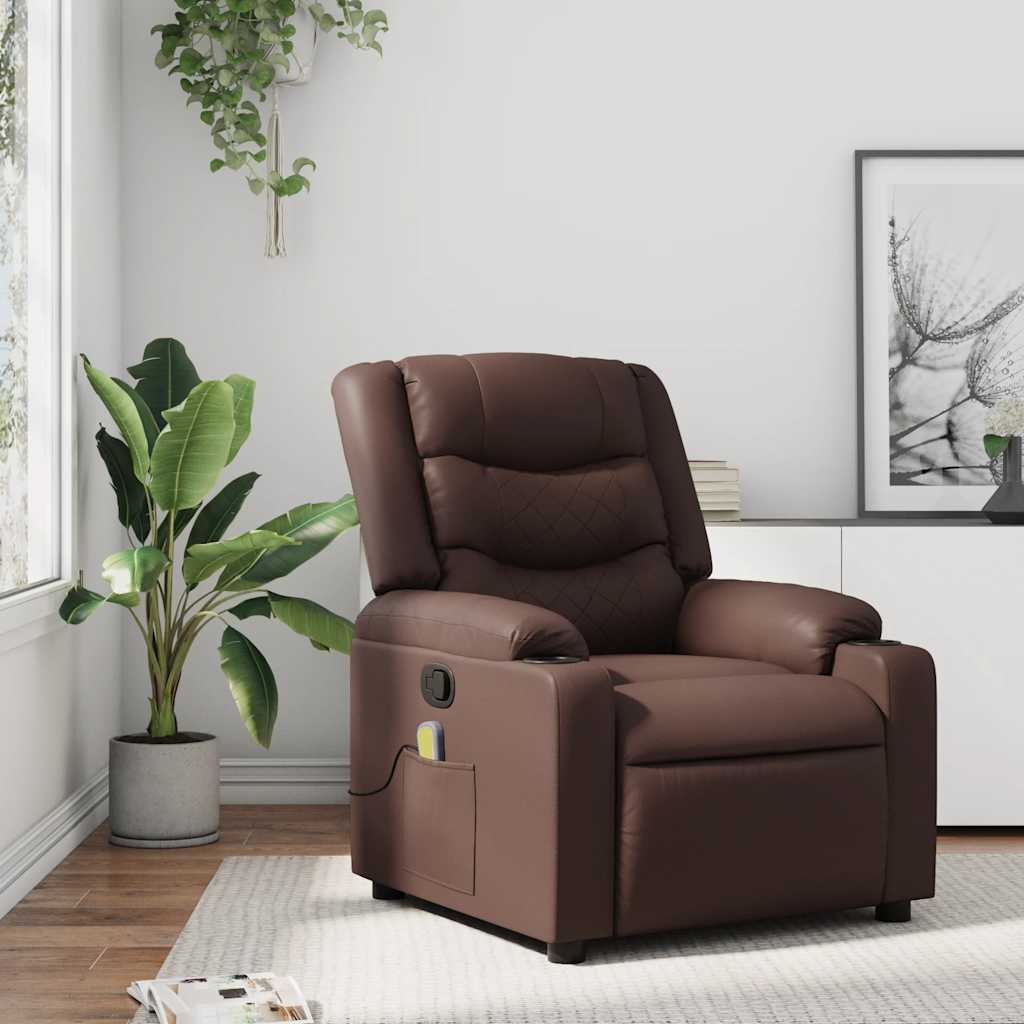 Fauteuil de massage inclinable Marron Similicuir - XIOS