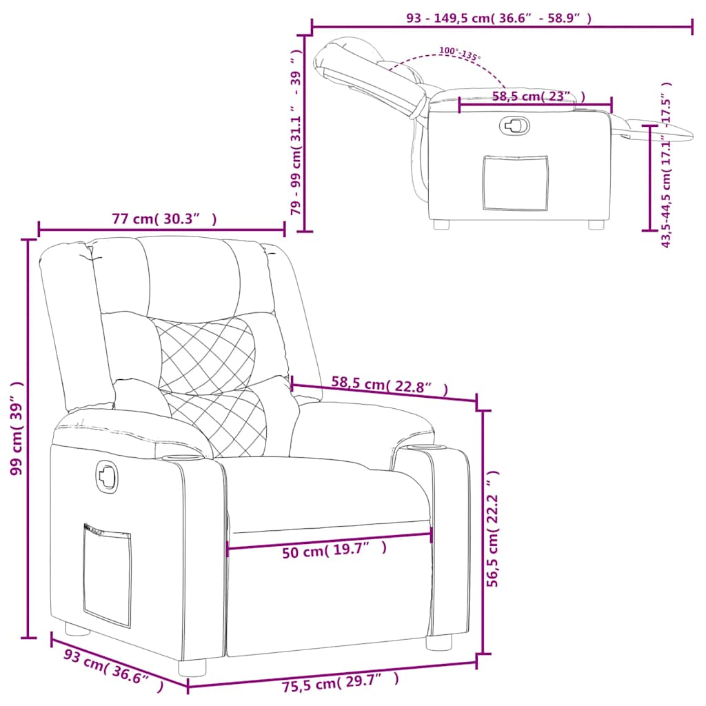 Fauteuil inclinable Noir Tissu - XIOS