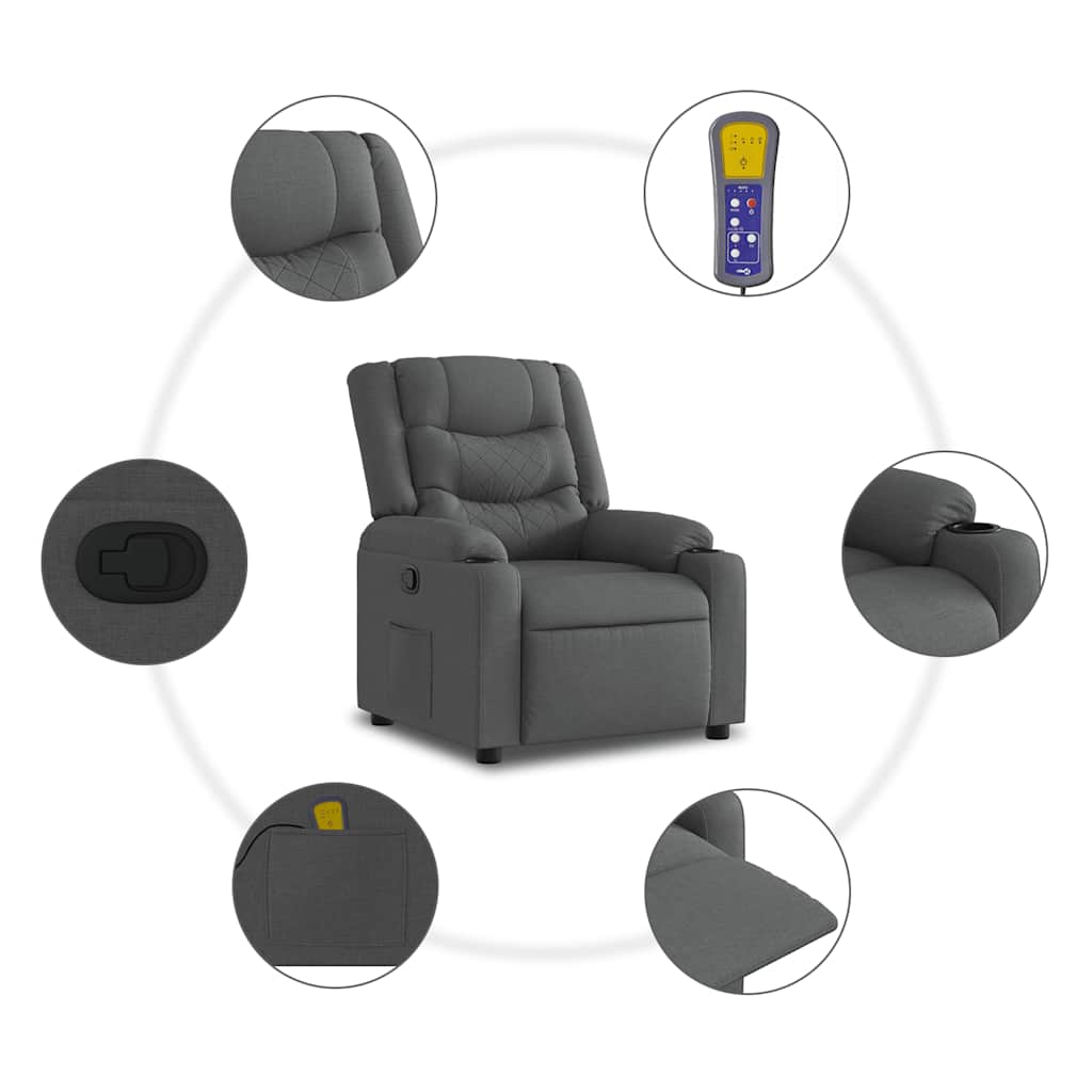 Fauteuil de massage inclinable Gris foncé Tissu - XIOS