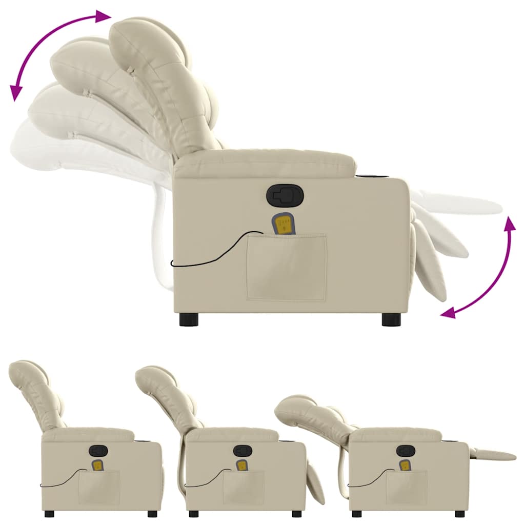 Fauteuil inclinable de massage Crème Similicuir - XIOS