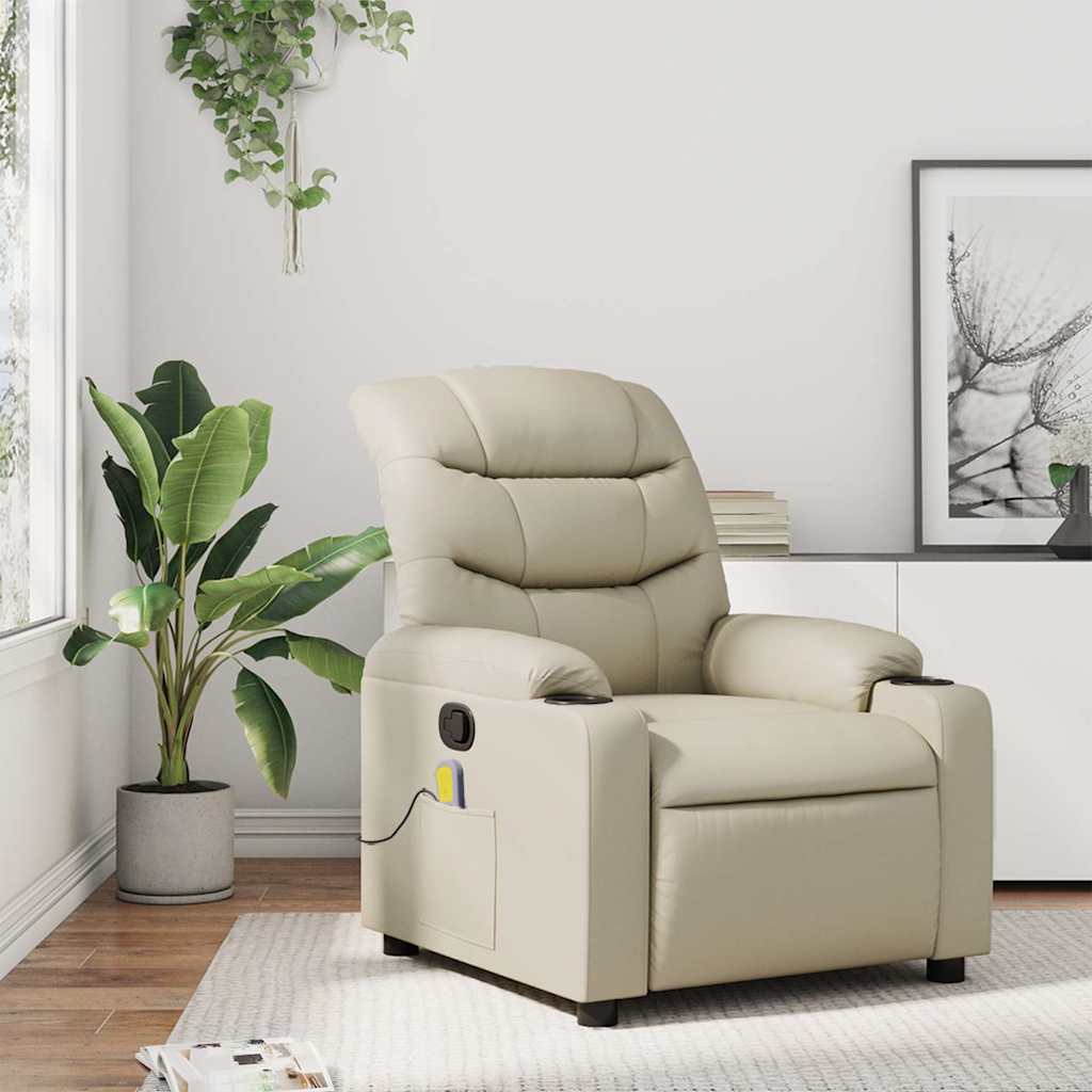 Fauteuil inclinable de massage Crème Similicuir - XIOS