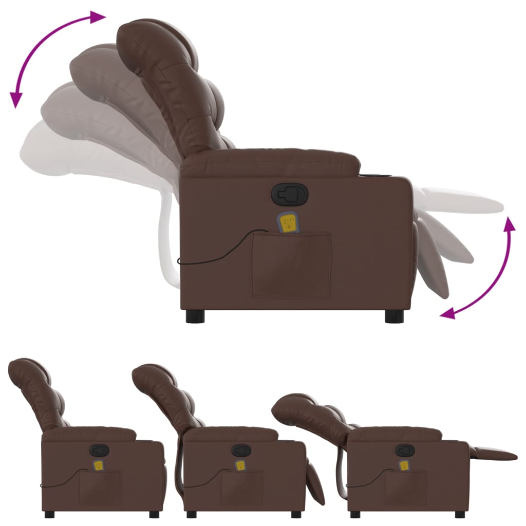 Fauteuil de massage inclinable Marron Similicuir - XIOS