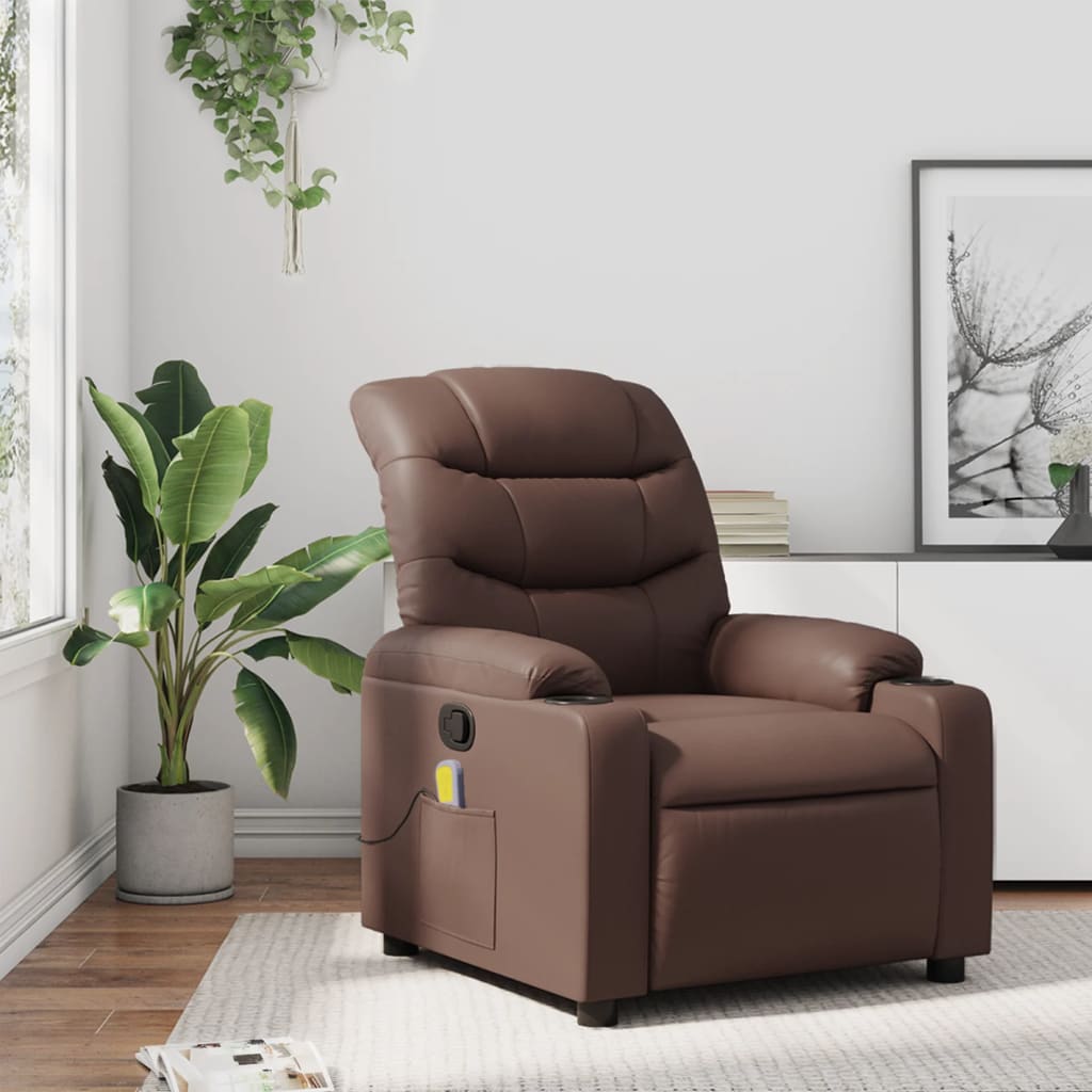Fauteuil de massage inclinable Marron Similicuir - XIOS