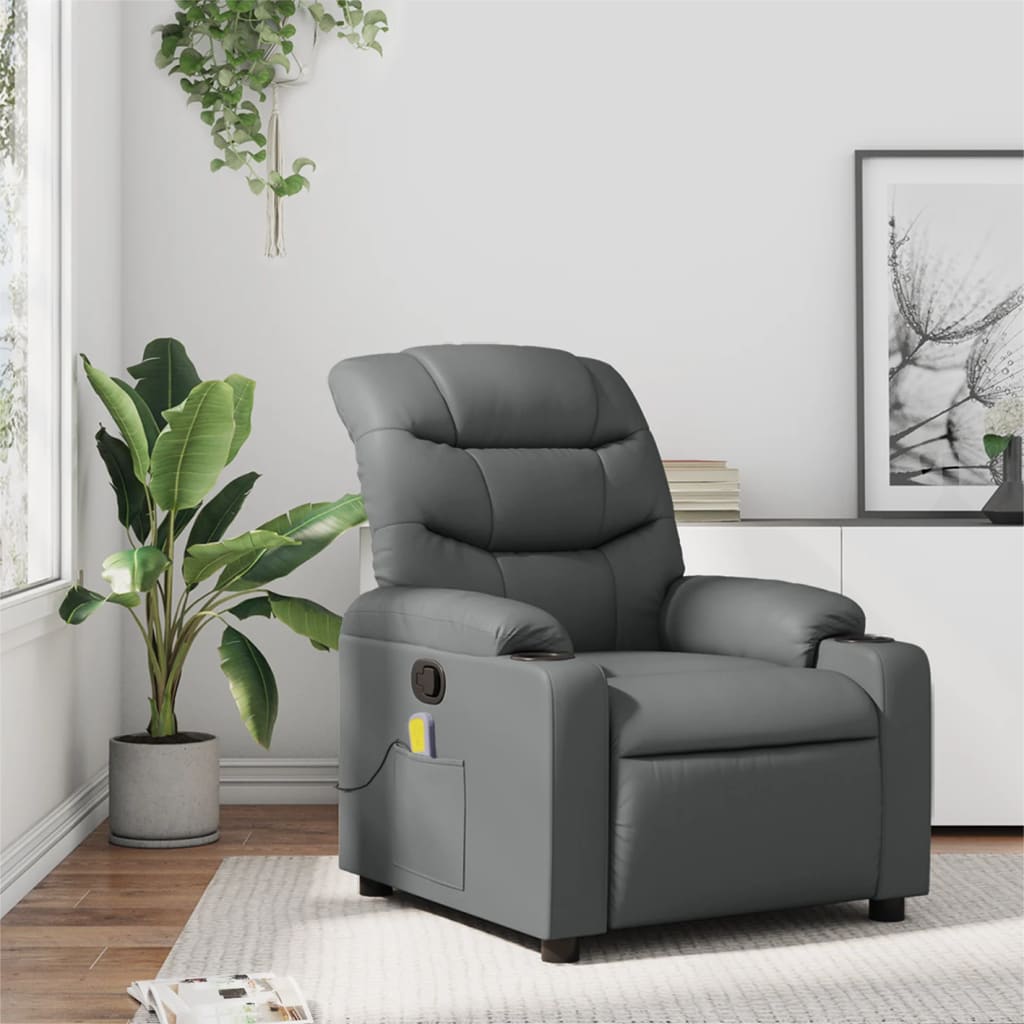 Fauteuil de massage inclinable Gris Similicuir - XIOS