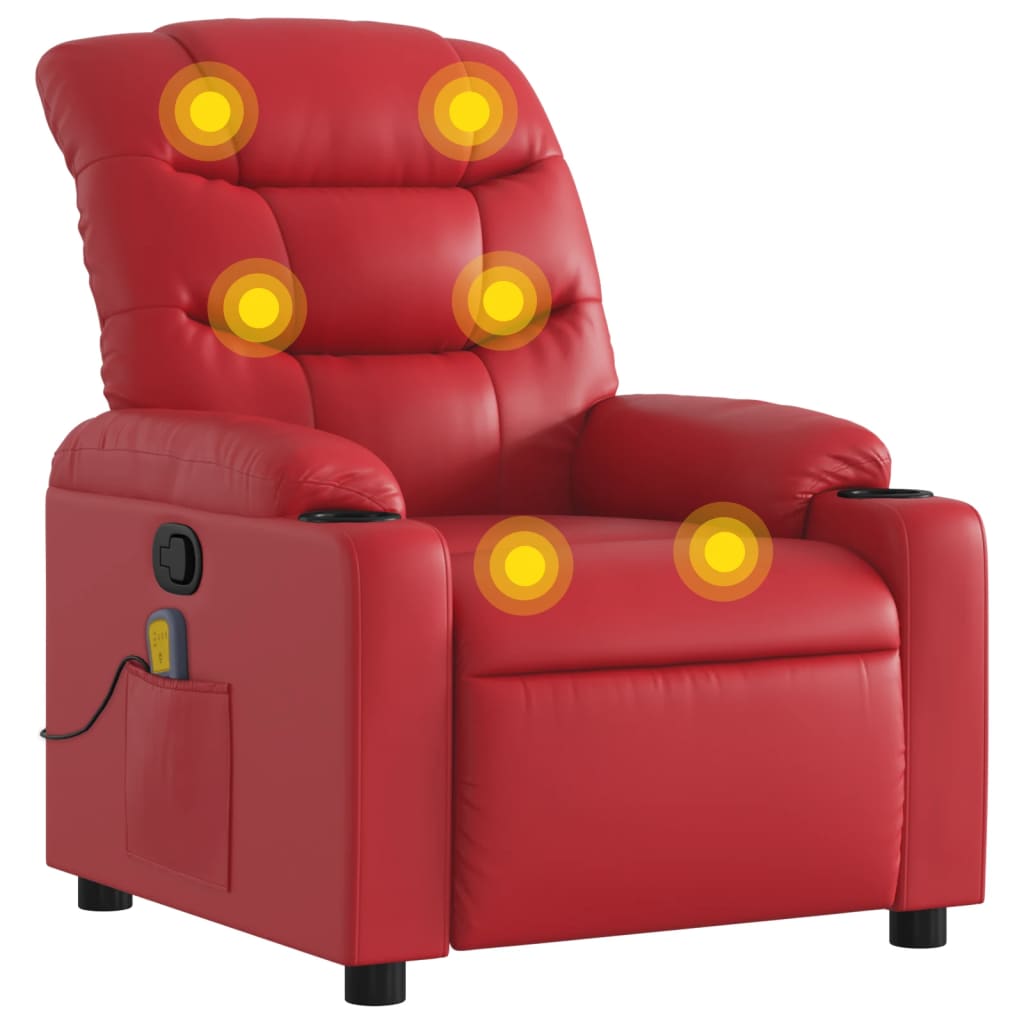 Fauteuil de massage inclinable rouge similicuir - XIOS