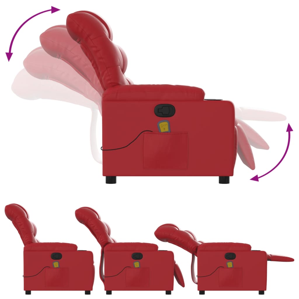 Fauteuil de massage inclinable rouge similicuir - XIOS