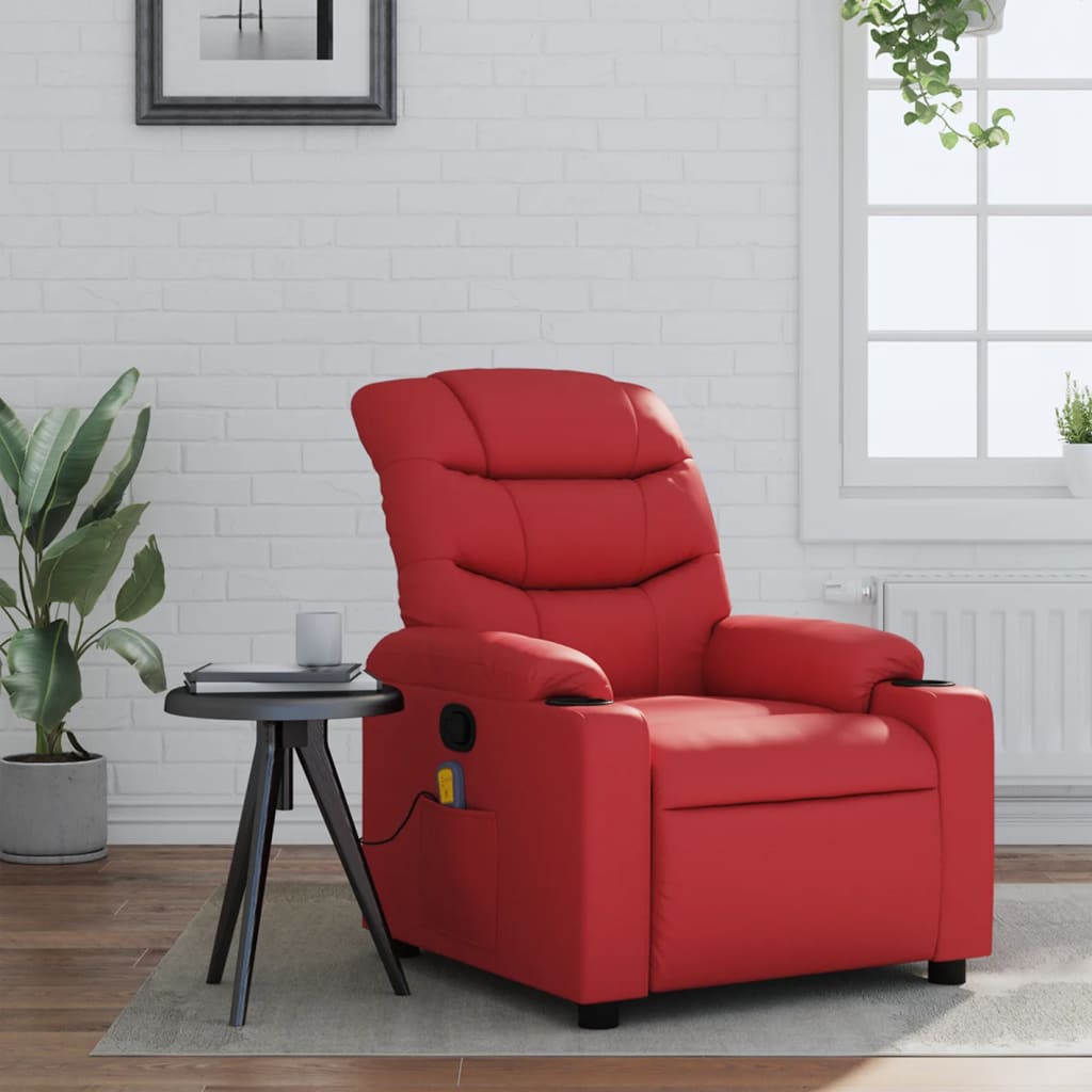 Fauteuil de massage inclinable rouge similicuir - XIOS