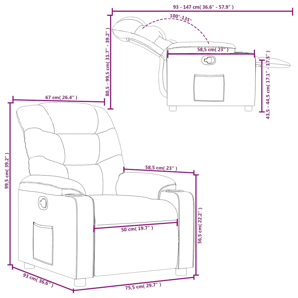 Fauteuil inclinable Gris foncé Tissu - XIOS