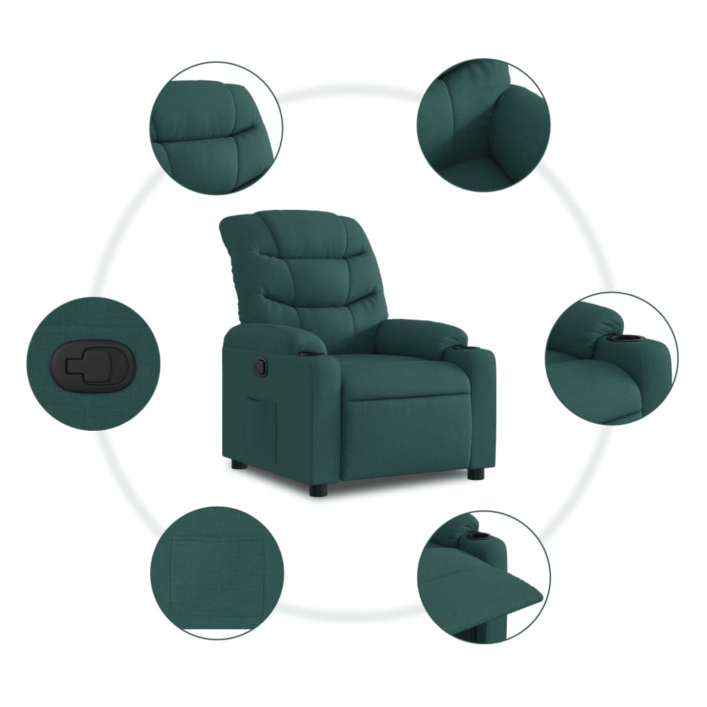 Fauteuil inclinable Vert foncé Tissu - XIOS