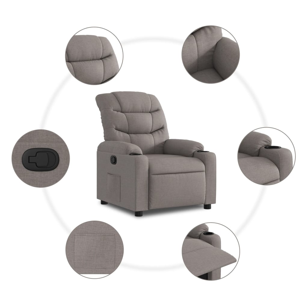 Fauteuil inclinable Taupe Tissu - XIOS