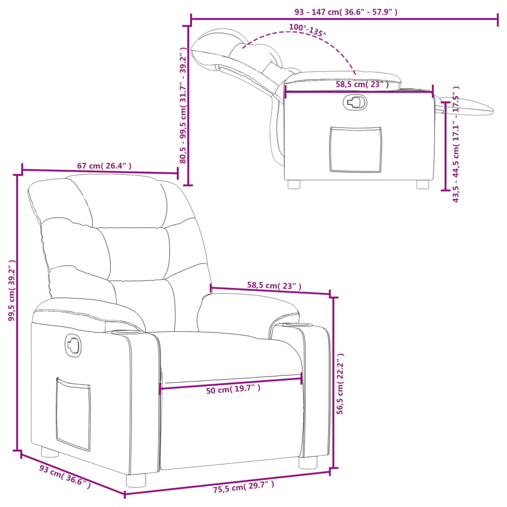 Fauteuil inclinable Taupe Tissu - XIOS