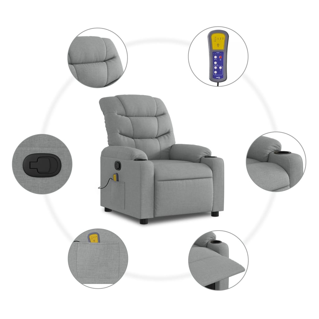 Fauteuil de massage inclinable Gris clair Tissu - XIOS