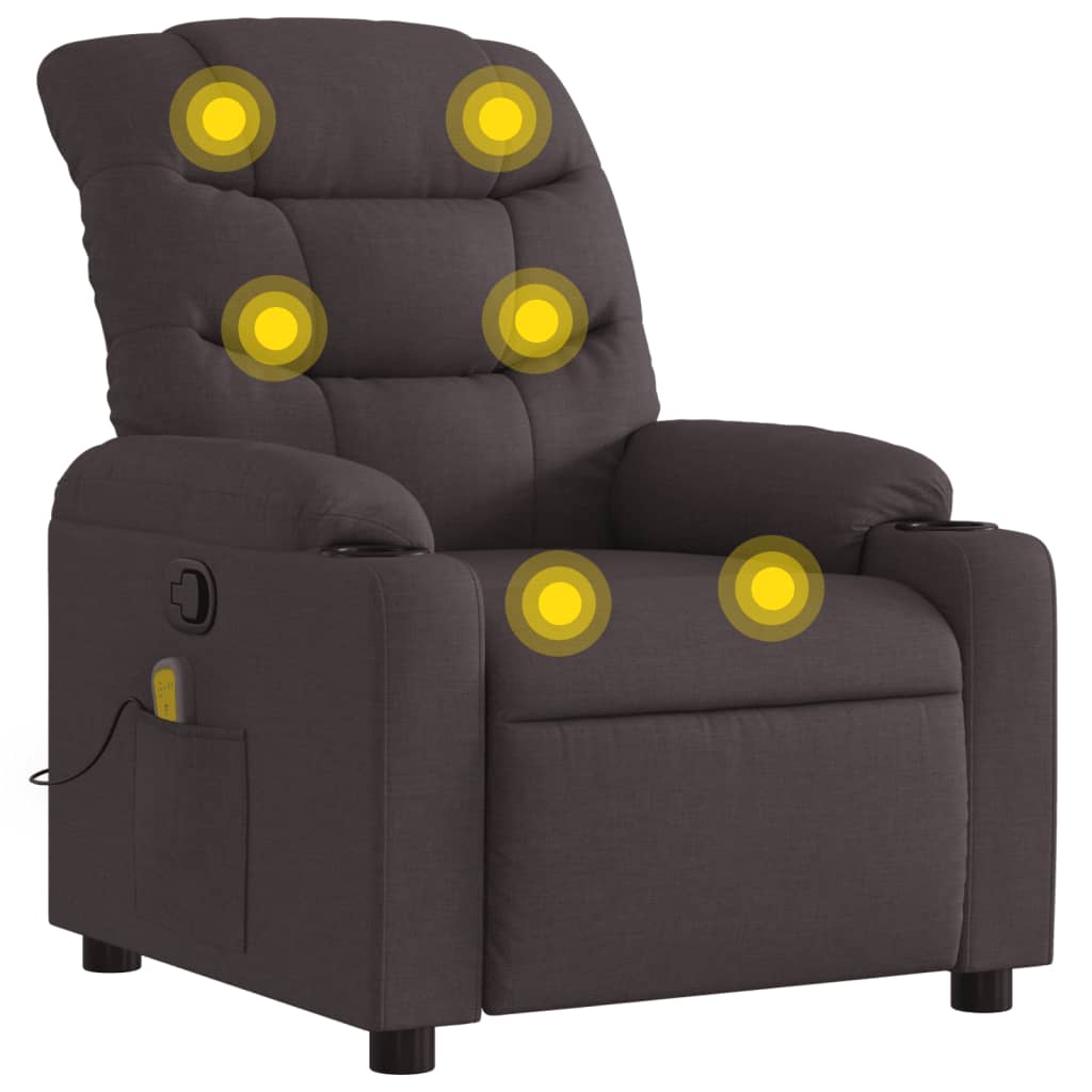 Fauteuil de massage inclinable Marron foncé Tissu