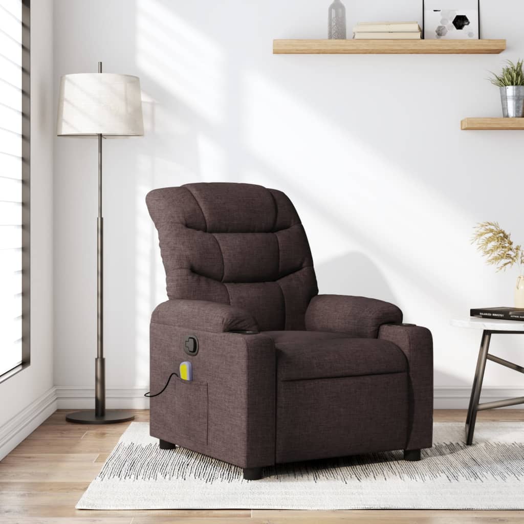 Fauteuil de massage inclinable Marron foncé Tissu - XIOS
