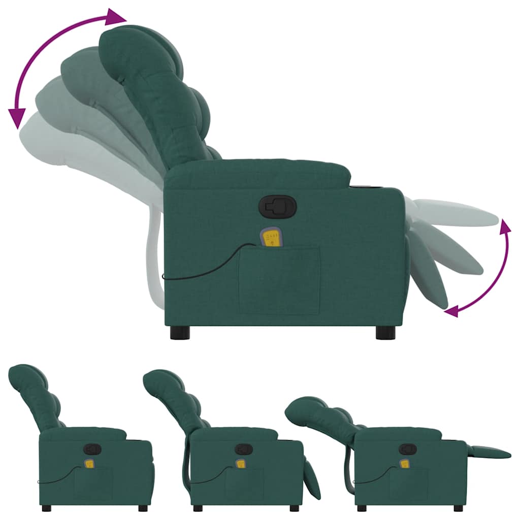 Fauteuil de massage inclinable Vert foncé Tissu