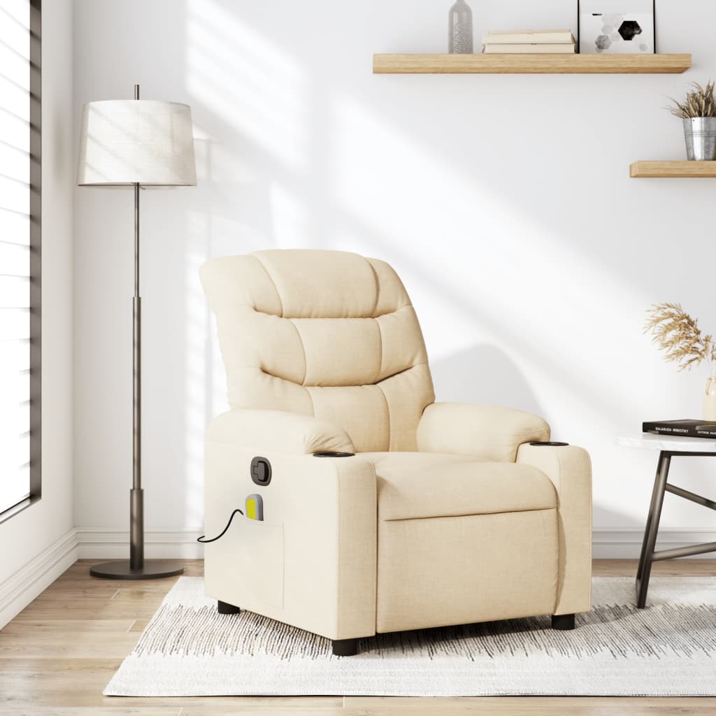 Fauteuil de massage inclinable Crème Tissu - XIOS