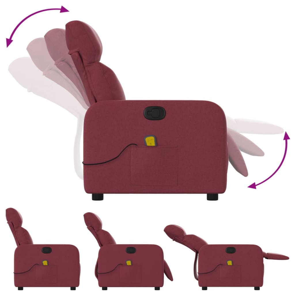 Fauteuil de massage inclinable Rouge bordeaux Tissu - XIOS