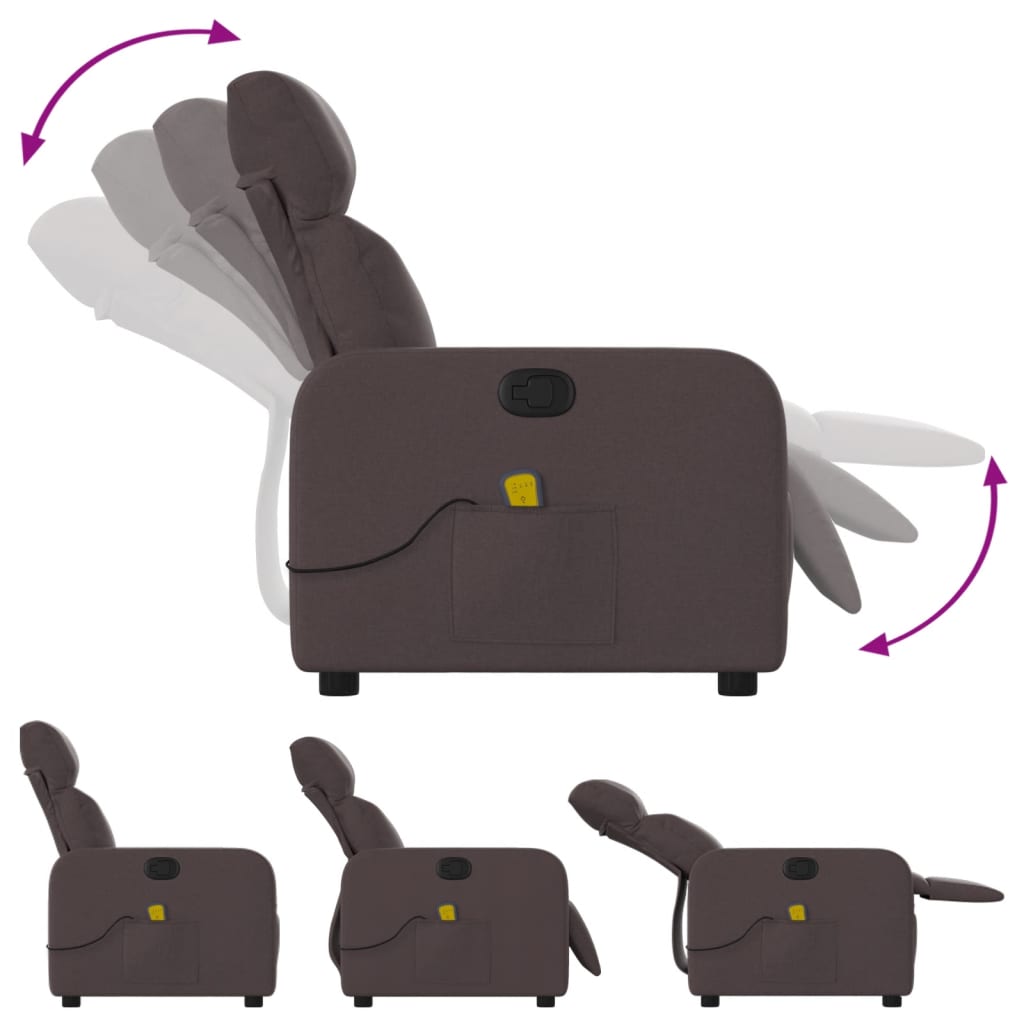 Fauteuil de massage inclinable Marron foncé Tissu - XIOS