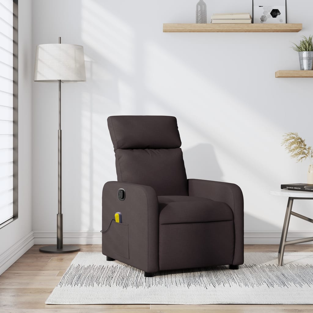 Fauteuil de massage inclinable Marron foncé Tissu - XIOS