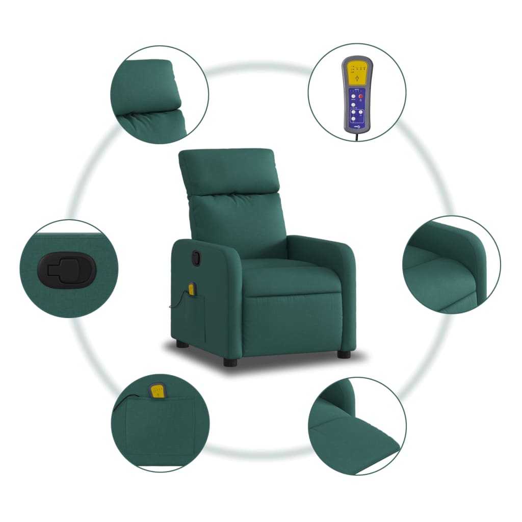 Fauteuil de massage inclinable Vert foncé Tissu - XIOS