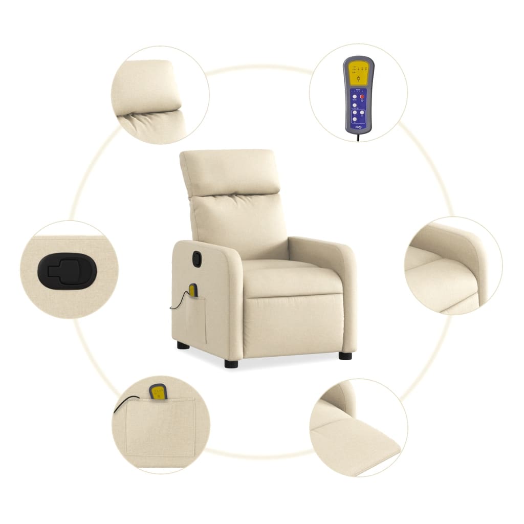 Fauteuil de massage inclinable Crème Tissu - XIOS