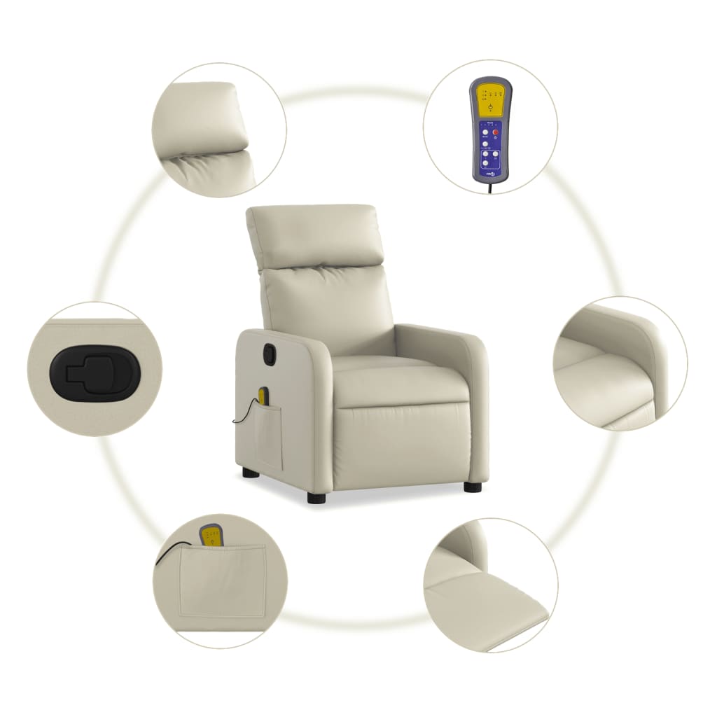 Fauteuil inclinable de massage Crème Similicuir - XIOS