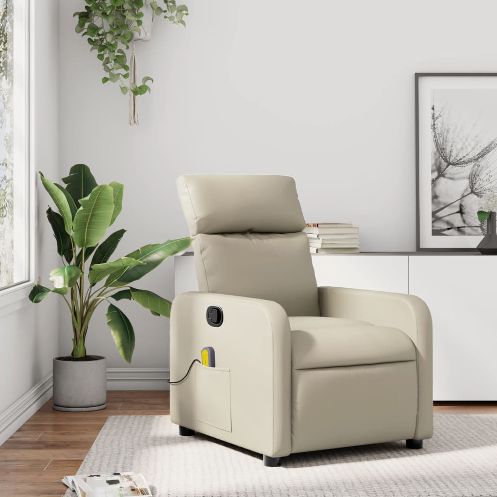 Fauteuil inclinable de massage Crème Similicuir - XIOS