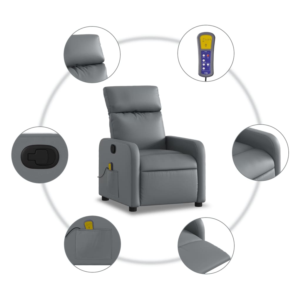 Fauteuil de massage inclinable Gris Similicuir - XIOS