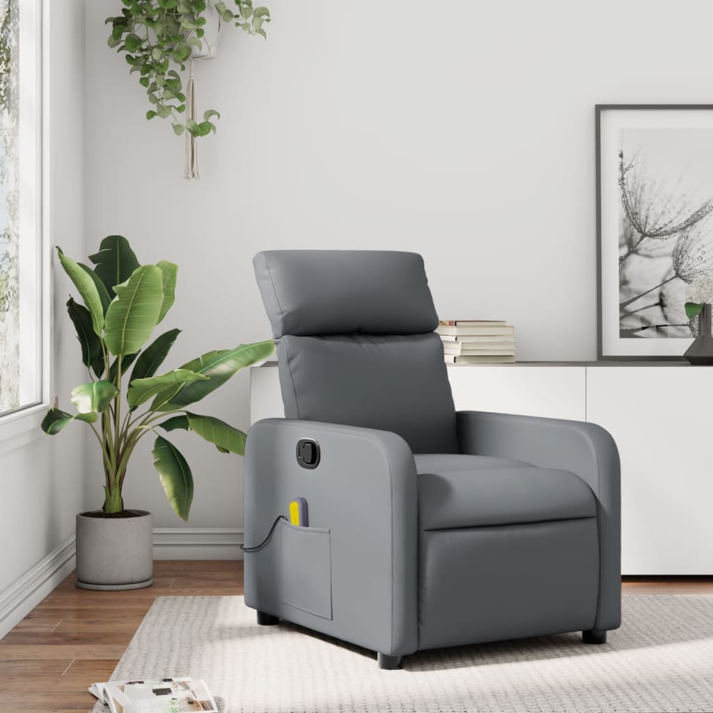 Fauteuil de massage inclinable Gris Similicuir - XIOS