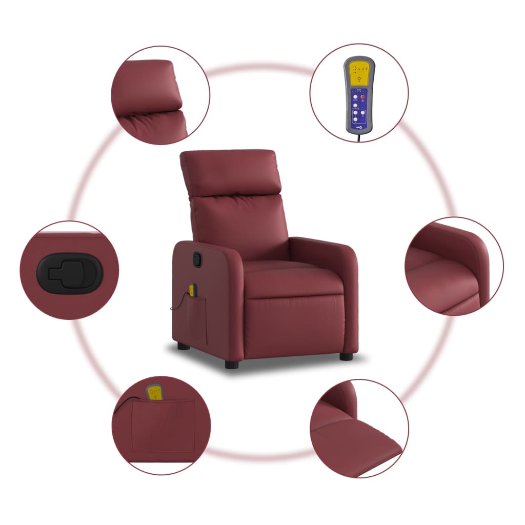 Fauteuil de massage inclinable Rouge bordeaux Similicuir - XIOS